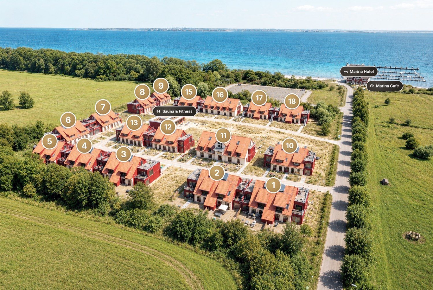 Bades Huk – Blick zur Marina